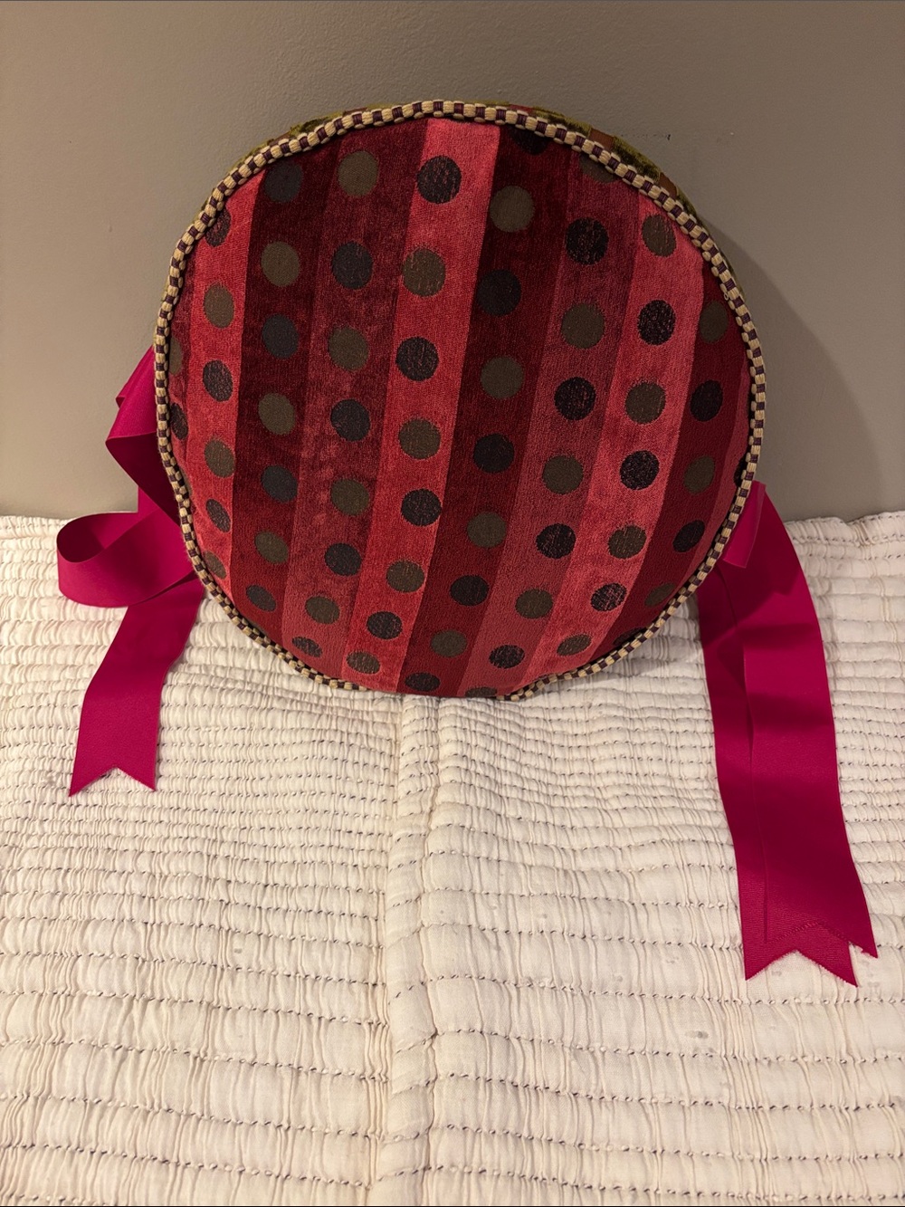 Round Polka Dot Accent Pillow in Red